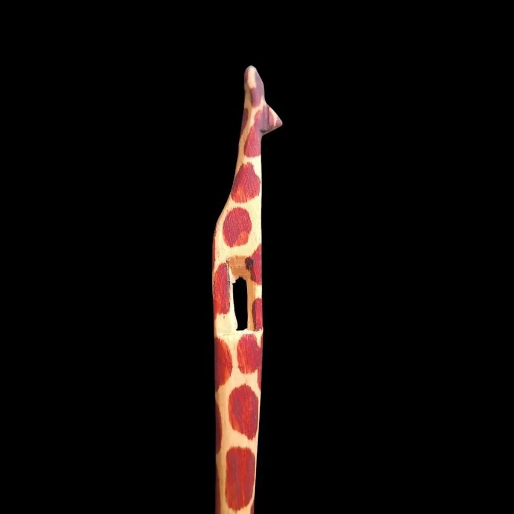 Carved Giraffe‎ Hair Stick Wooden Accessory Bun Desert Animal Safari African
